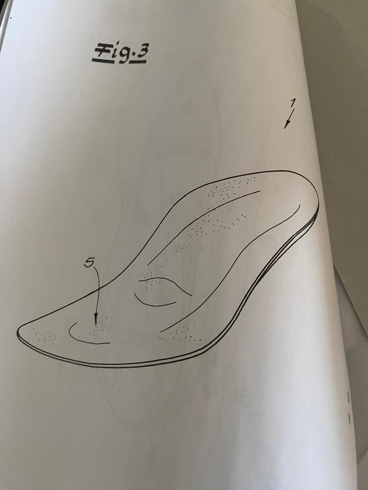 Patentzeichnung Fig. 3 der Winsole Schuheinlage: Perspektivische Darstellung der Einlage