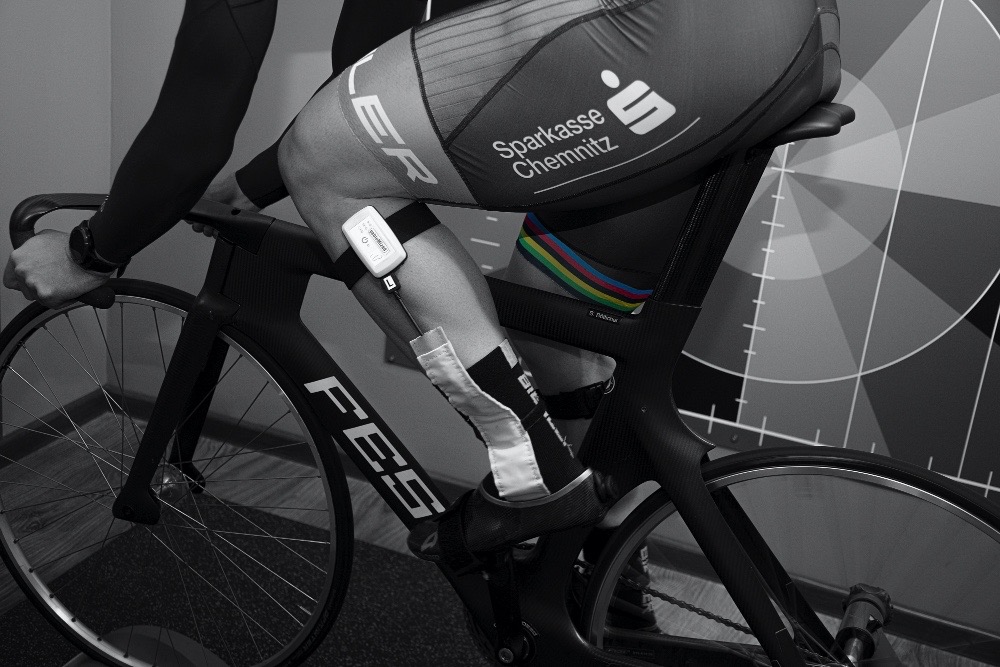 Scientific lab testing with cyclist on a roller