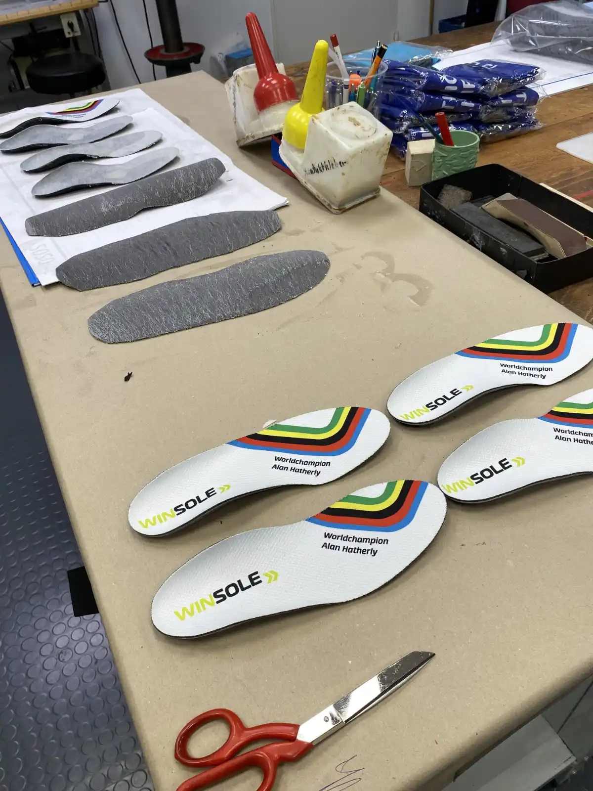 Alan Hatherly Winsole carbon insoles in the workshop
