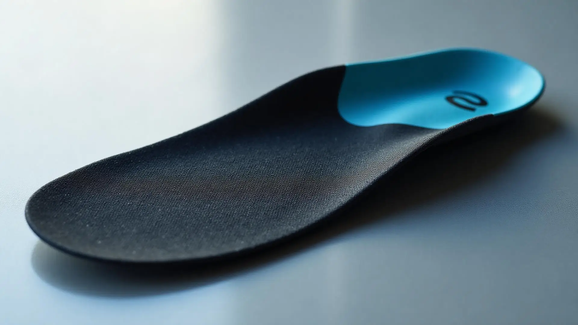 A direct comparison showing a flexible plastic insole next to a rigid Winsole carbon fibre cycling insole.