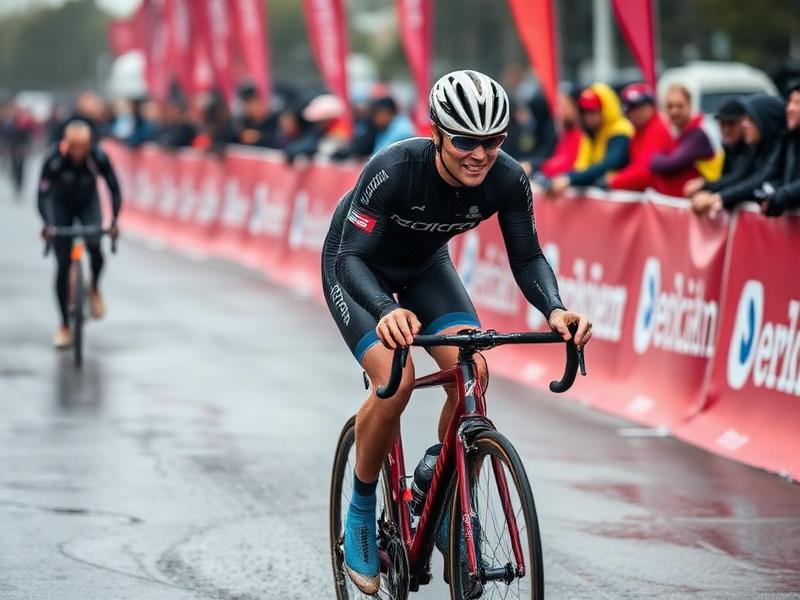A triathlete looking focused and strong on the bike, thanks to optimal power transfer from their carbon insoles.